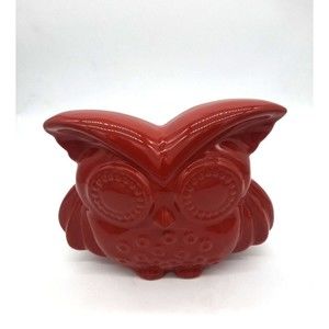 Vintage Stoneware Pottery Red Glazed MCM Large Owl Statue Figure